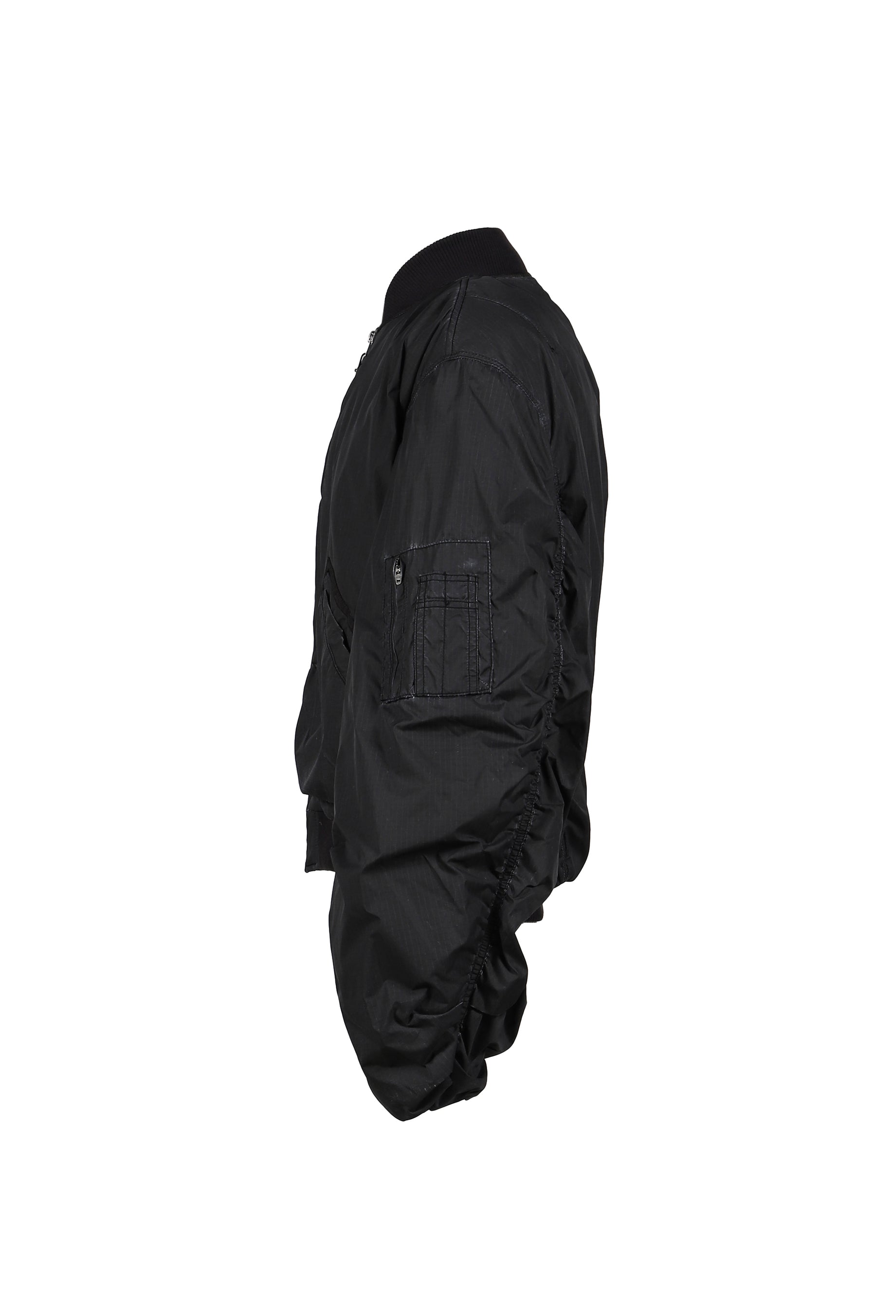 BLACK WASHED NYLON BOMBER / BLK