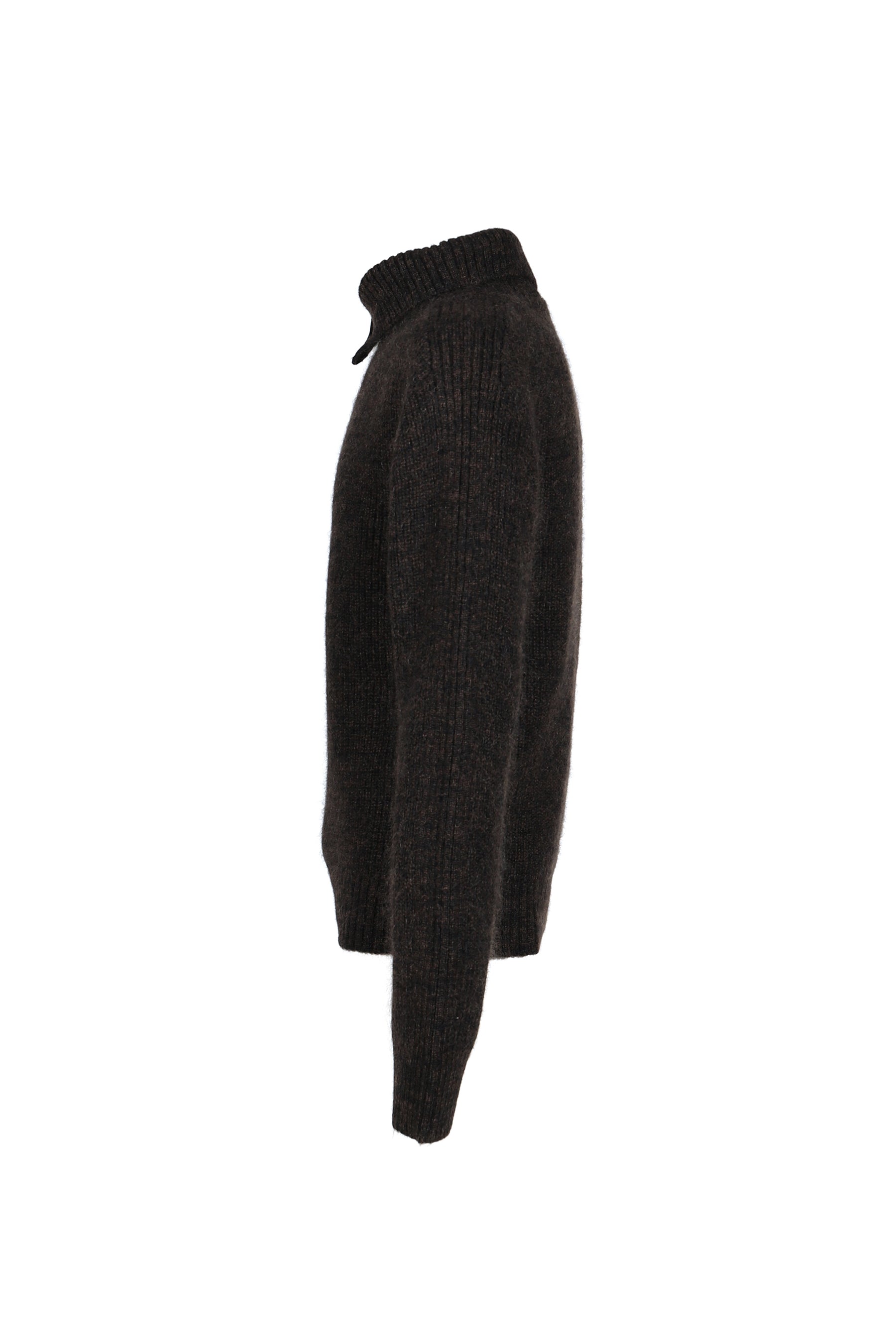 KNIT ZIP TURTLENECK / BURNT