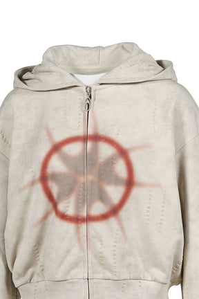 DISTRESSED CONTRAST PRINT JACKET / BEI 