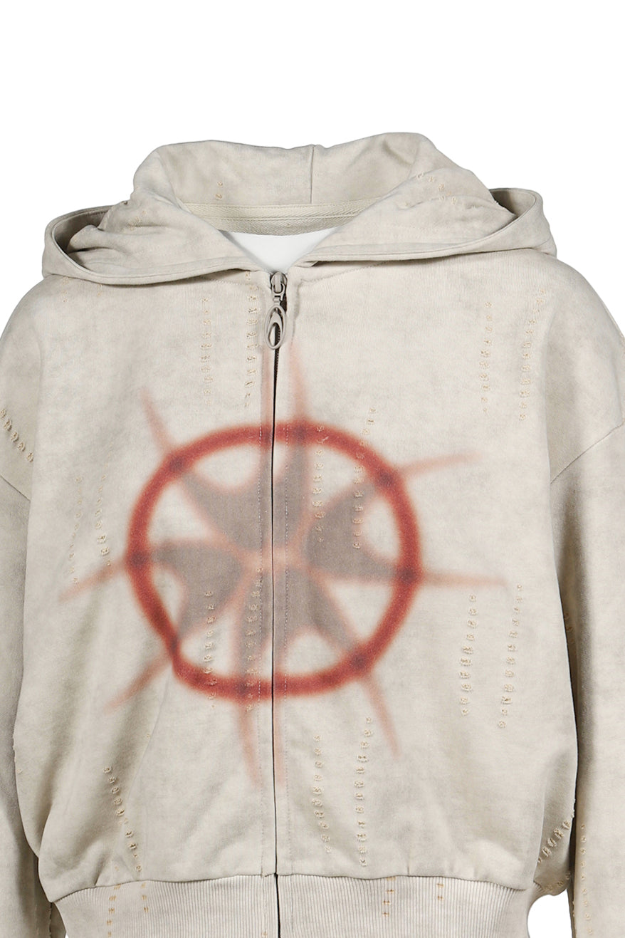 DISTRESSED CONTRAST PRINT JACKET / BEI 