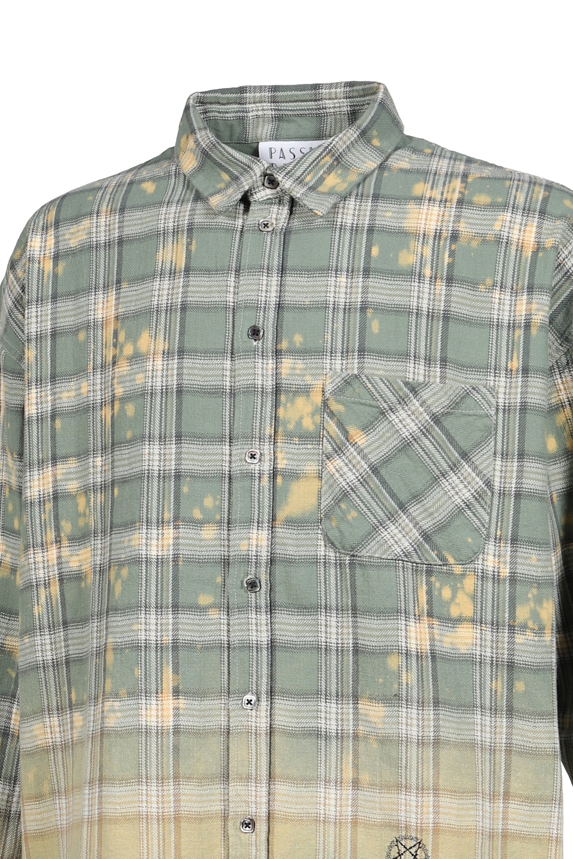 COTTON FLANNEL CHECK BLEACH SHIRT / GRN