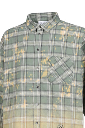 COTTON FLANNEL CHECK BLEACH SHIRT / GRN