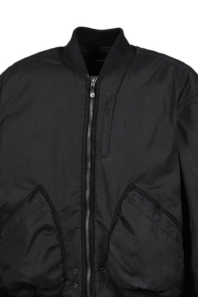 BLACK WASHED NYLON BOMBER / BLK