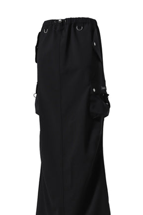 TAILORED CARGO MAXI SKIRT / BLK