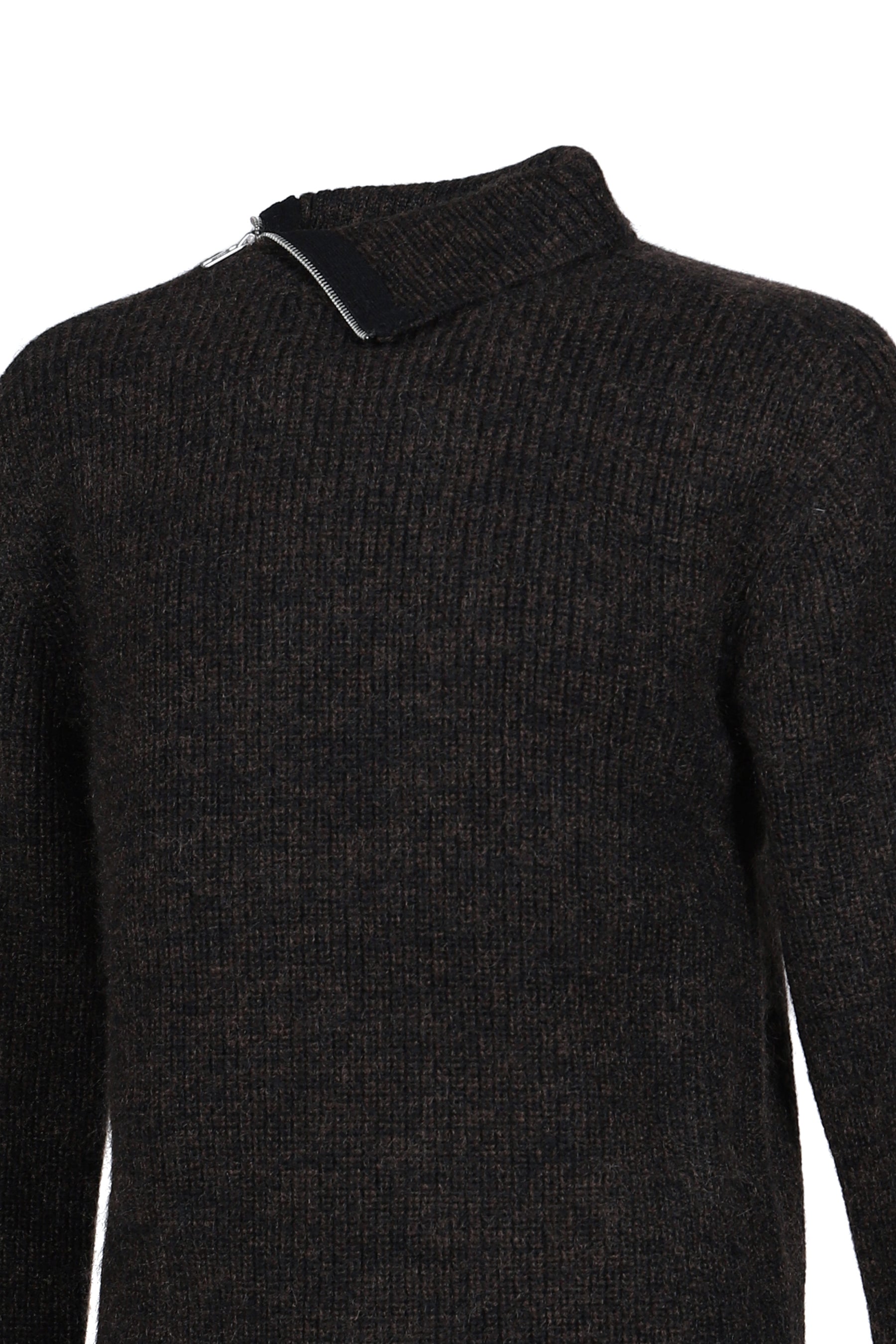 KNIT ZIP TURTLENECK / BURNT