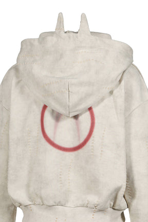 DISTRESSED CONTRAST PRINT JACKET / BEI 