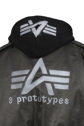 TECHNICAL NYLON+FUR KHAKI FUR LINED BOMBER / KHA