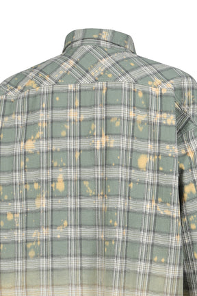 COTTON FLANNEL CHECK BLEACH SHIRT / GRN