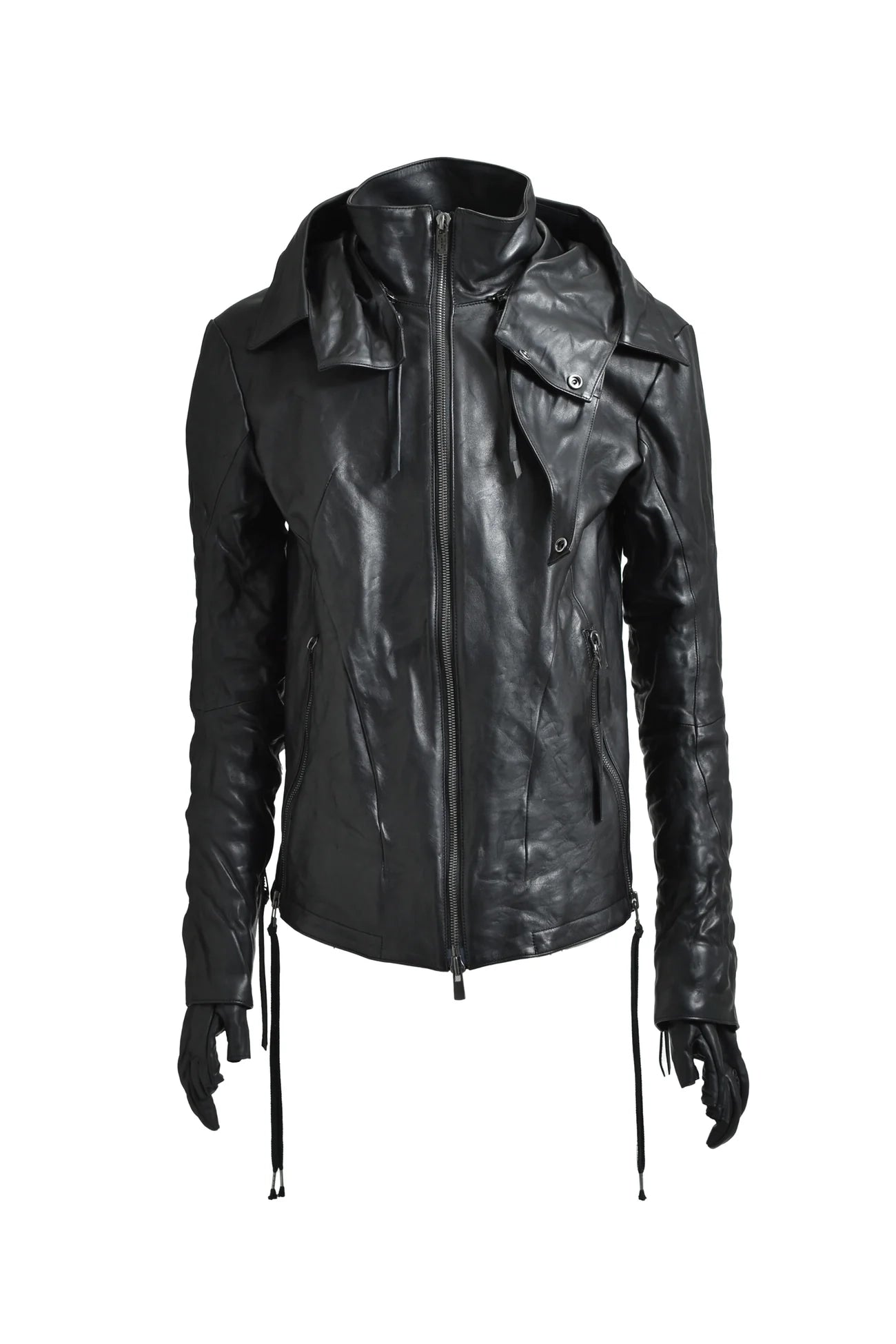 HORSE LEATHER GLOVE ATTACHED JACKET / BLK