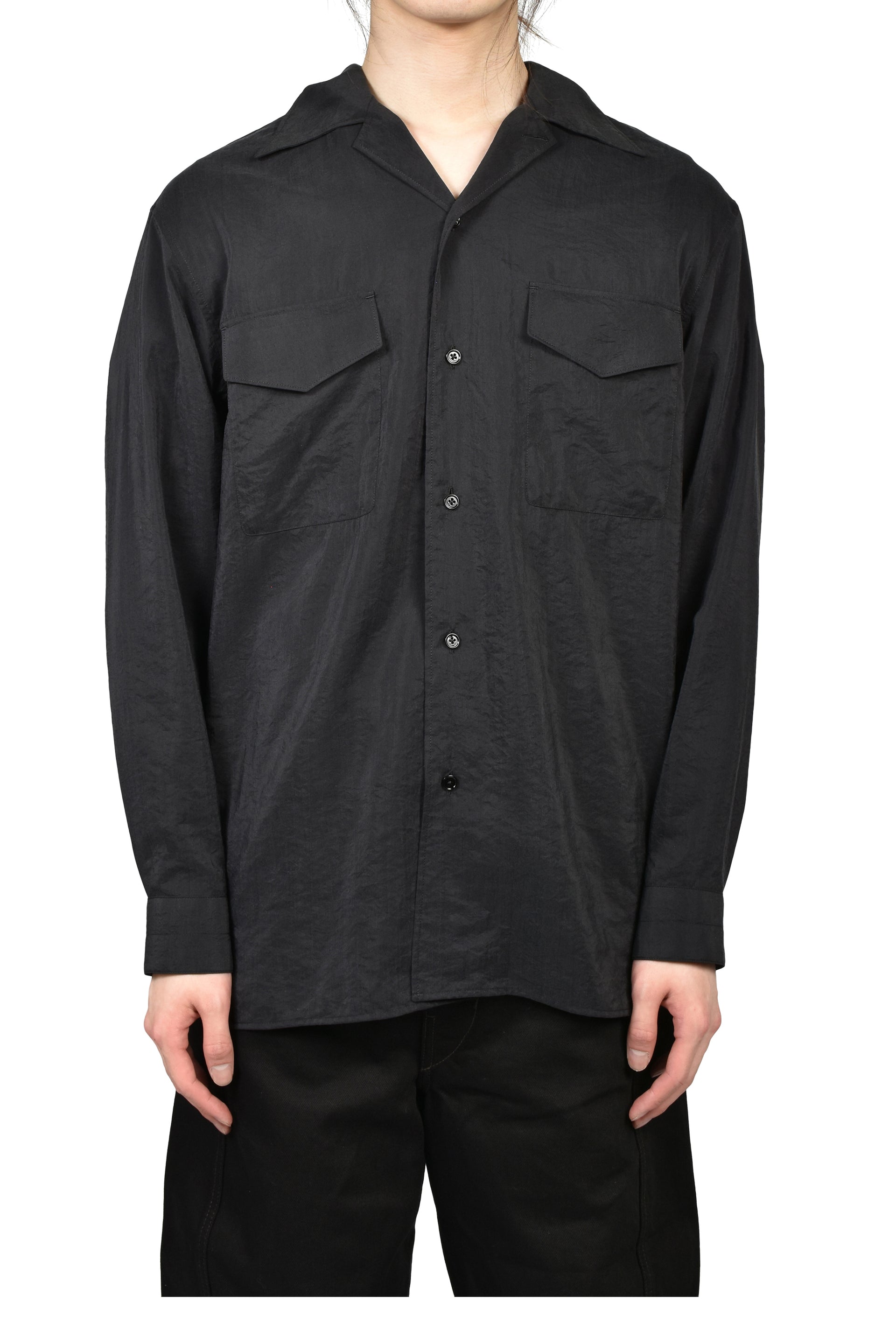 CONVERTIBLE COLLAR SHIRT / BLK