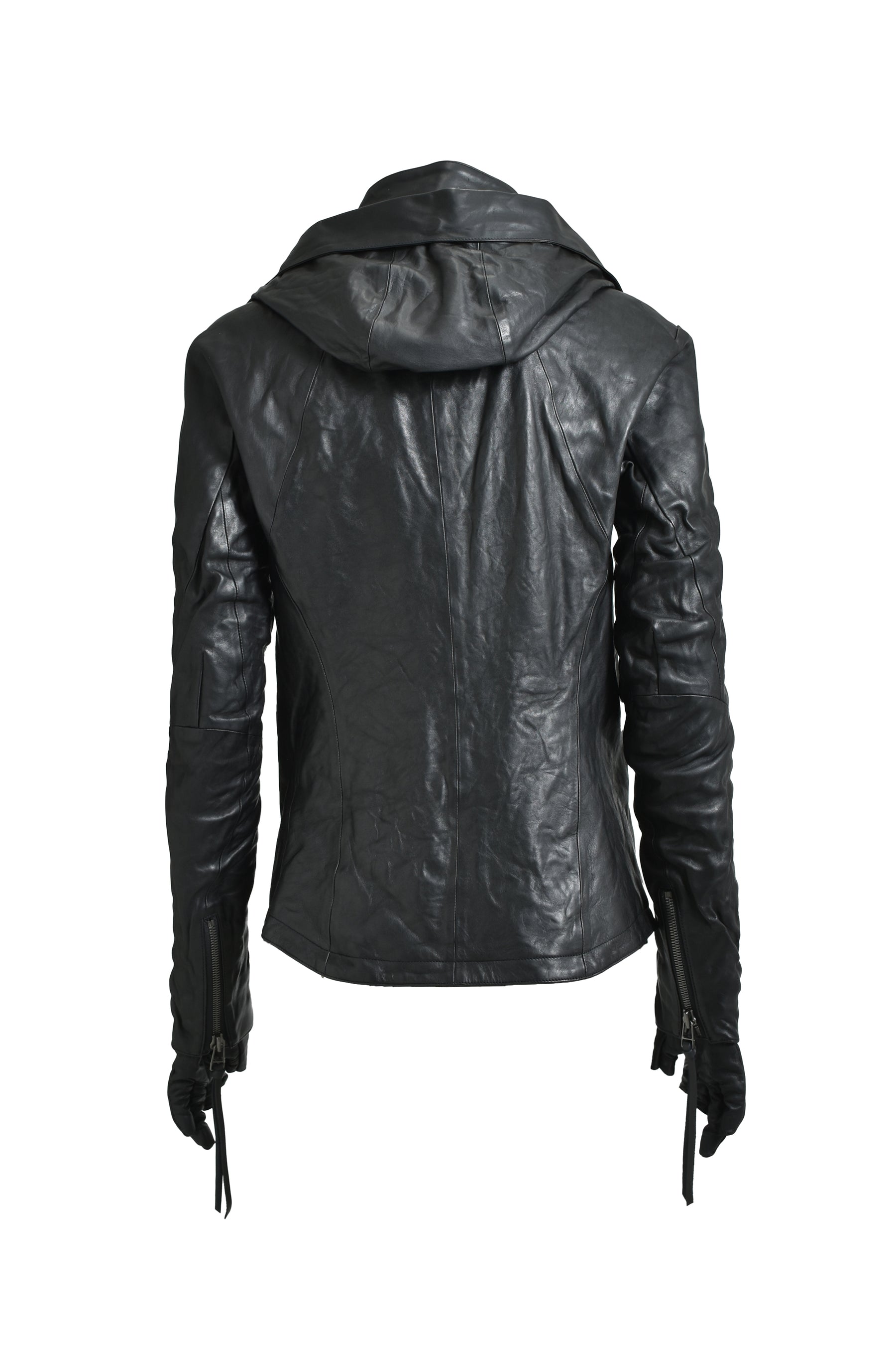 HORSE LEATHER GLOVE ATTACHED JACKET / BLK