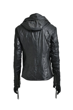 HORSE LEATHER GLOVE ATTACHED JACKET / BLK