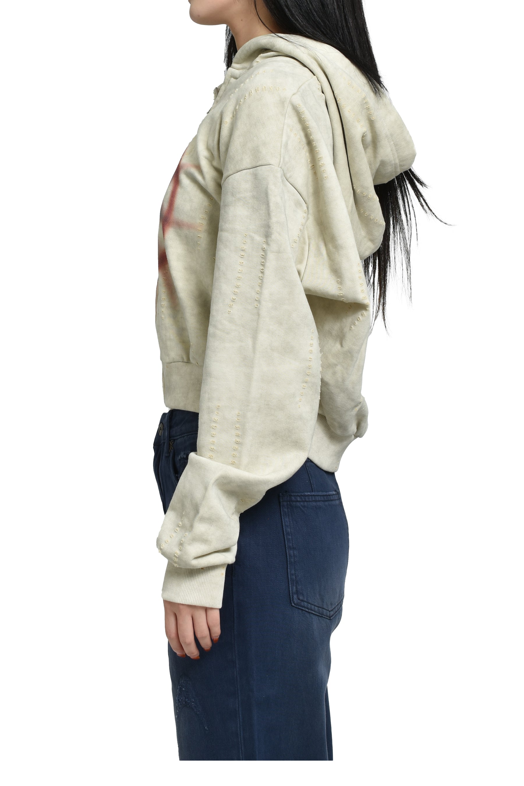 DISTRESSED CONTRAST PRINT JACKET / BEI 