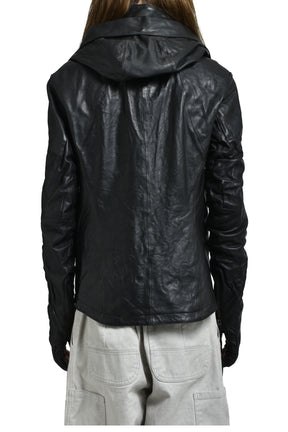 HORSE LEATHER GLOVE ATTACHED JACKET / BLK