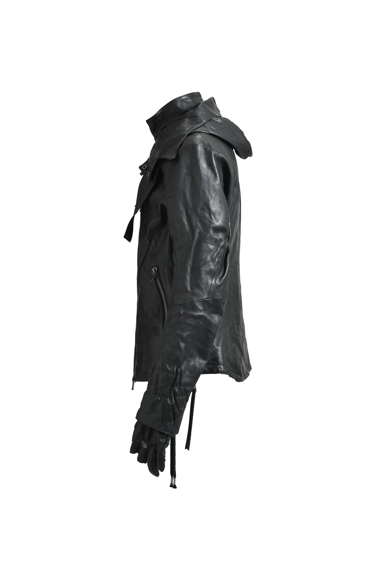 HORSE LEATHER GLOVE ATTACHED JACKET / BLK