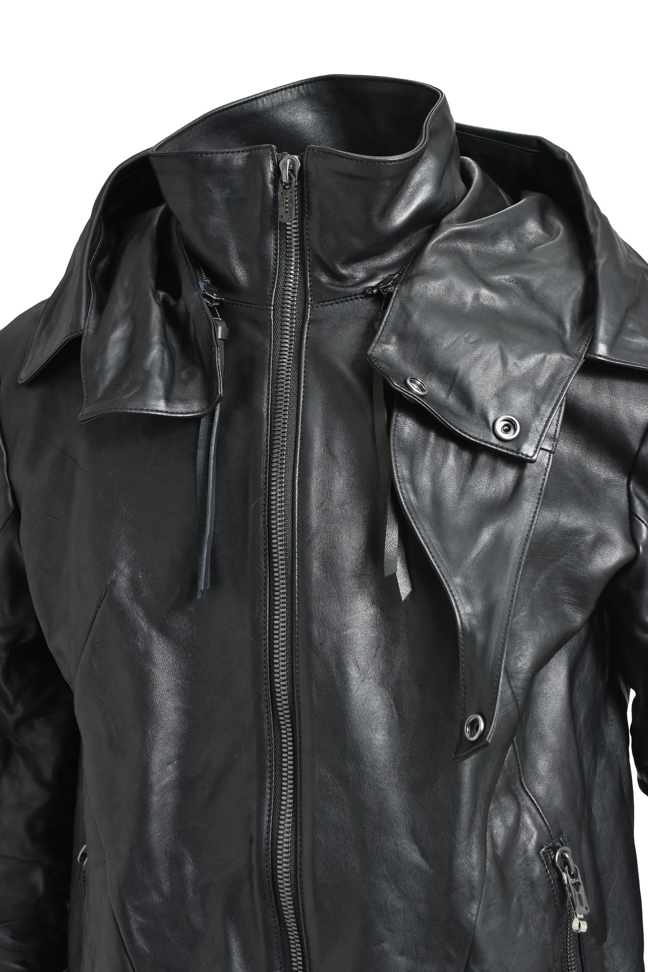HORSE LEATHER GLOVE ATTACHED JACKET / BLK