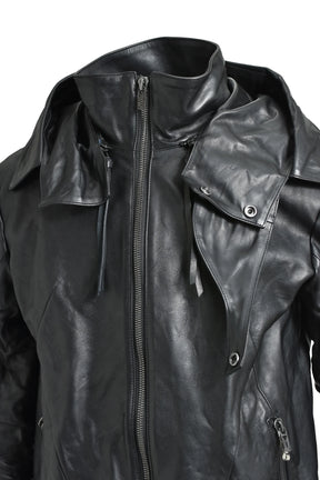 HORSE LEATHER GLOVE ATTACHED JACKET / BLK