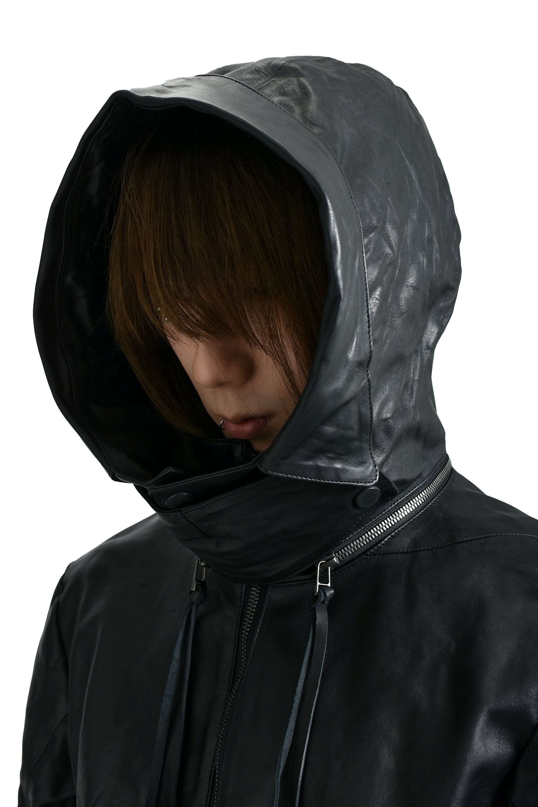 HORSE LEATHER GLOVE ATTACHED JACKET / BLK