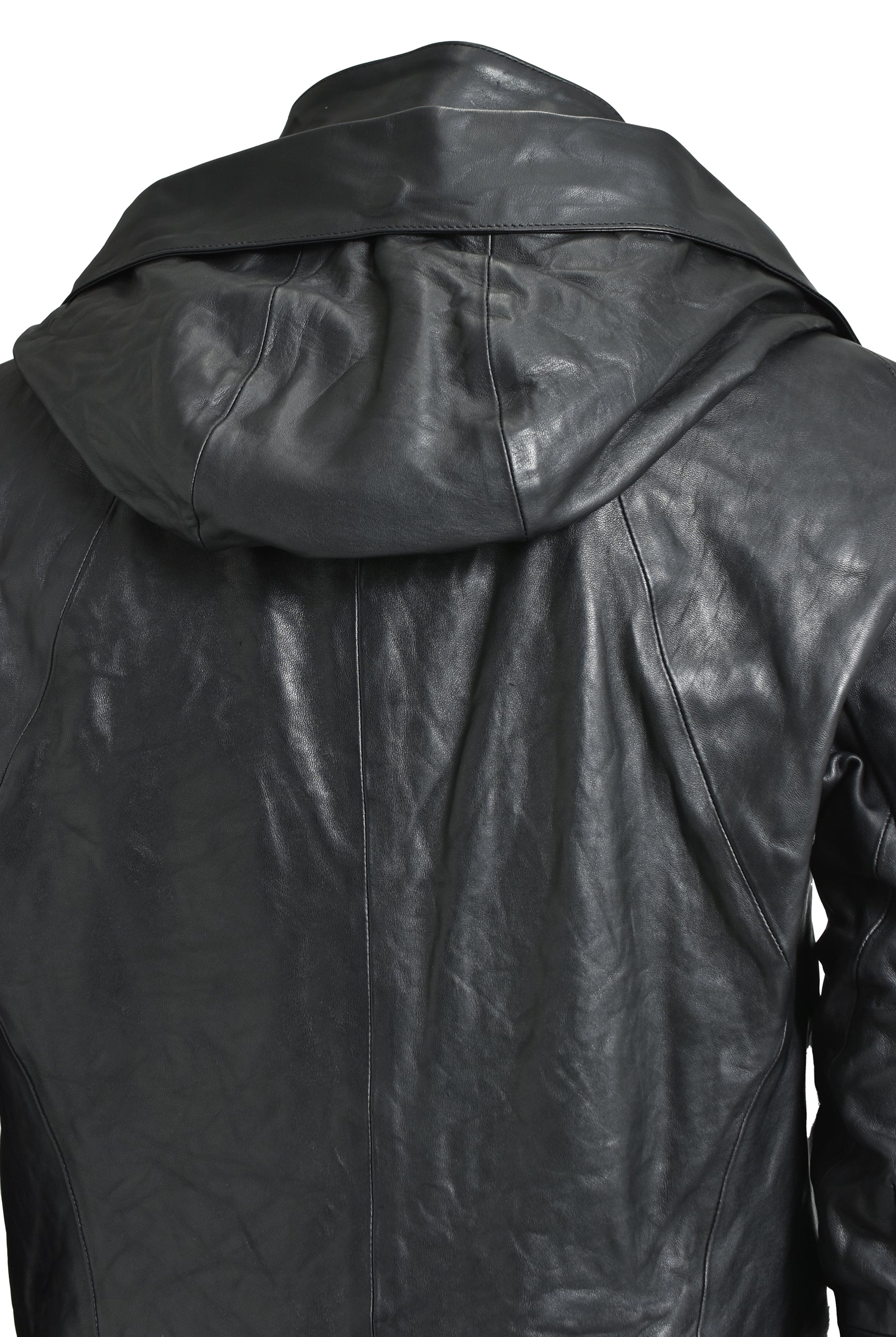 HORSE LEATHER GLOVE ATTACHED JACKET / BLK