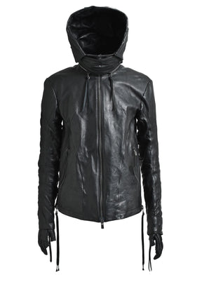 HORSE LEATHER GLOVE ATTACHED JACKET / BLK