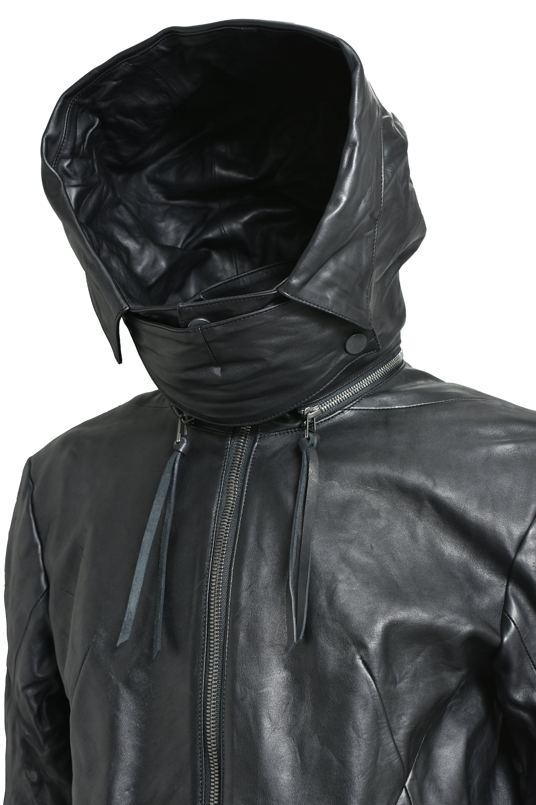 HORSE LEATHER GLOVE ATTACHED JACKET / BLK