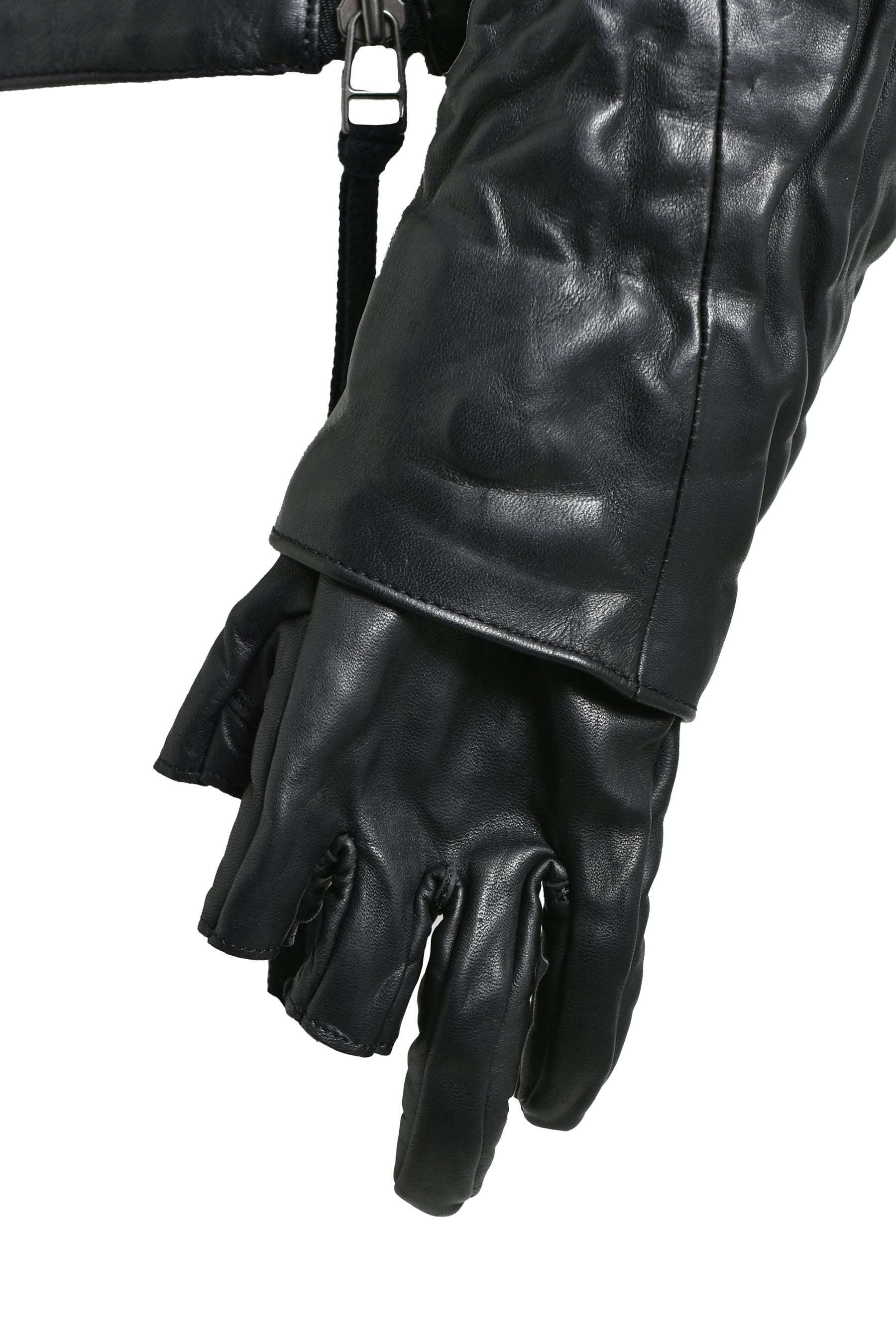 HORSE LEATHER GLOVE ATTACHED JACKET / BLK