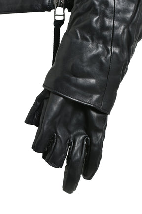 HORSE LEATHER GLOVE ATTACHED JACKET / BLK