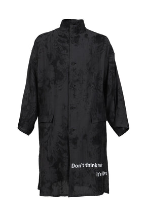 JACQUARD MESSAGE PRINT STAND COLLAR JACKET / BLK