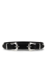 DOUBLE BUCKLE WIDE BELT / BLK