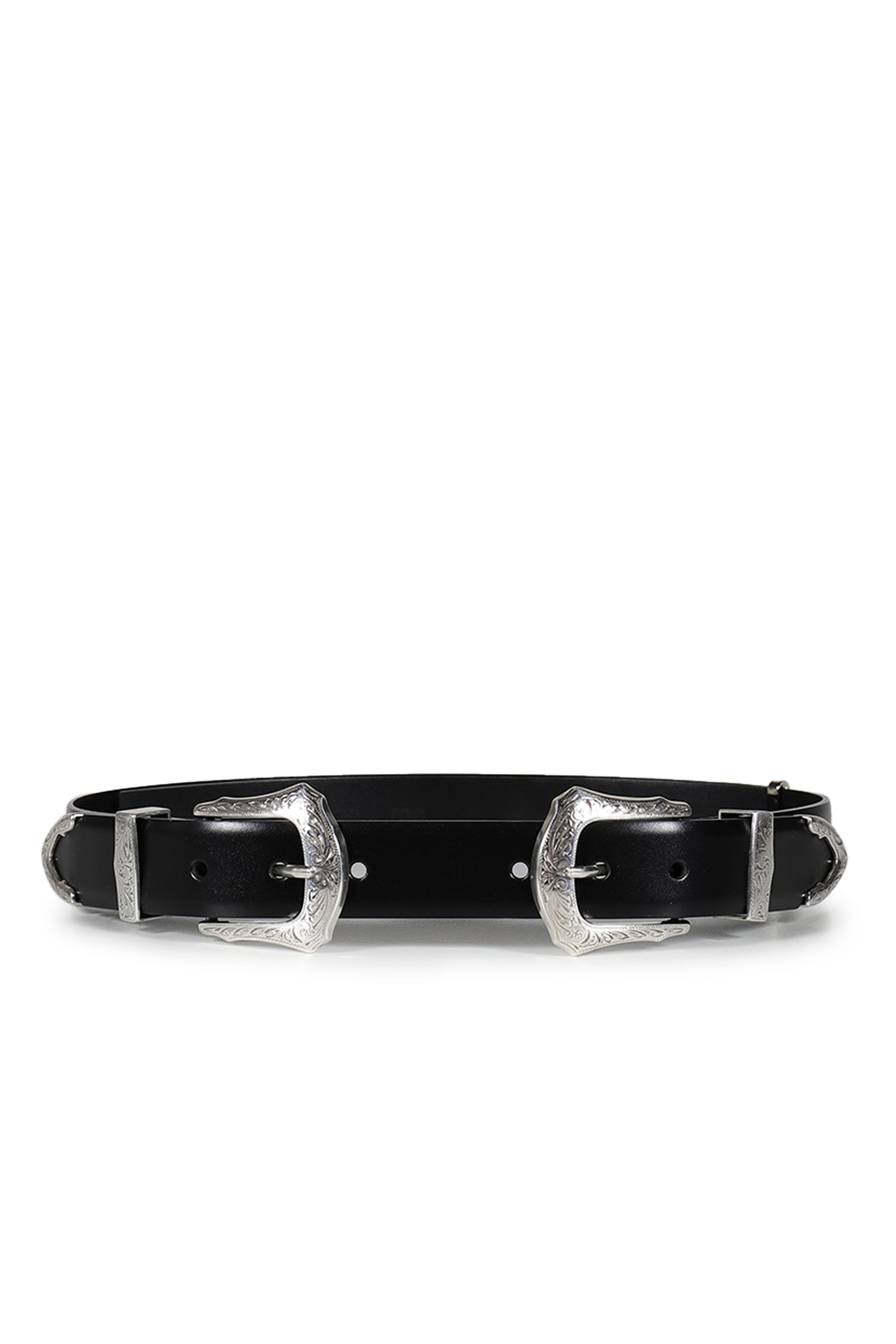 DOUBLE BUCKLE WIDE BELT / BLK