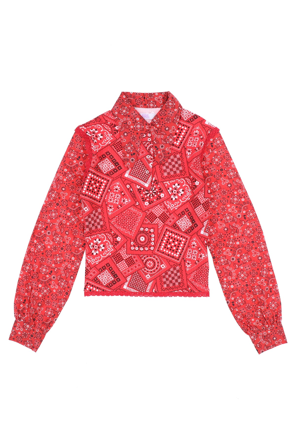 ERL PRINTED KNIT BLOUSE / RED