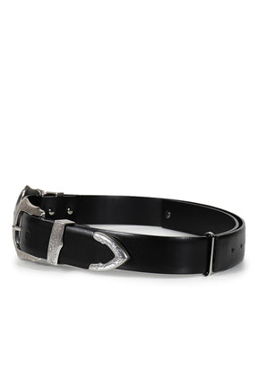 DOUBLE BUCKLE WIDE BELT / BLK