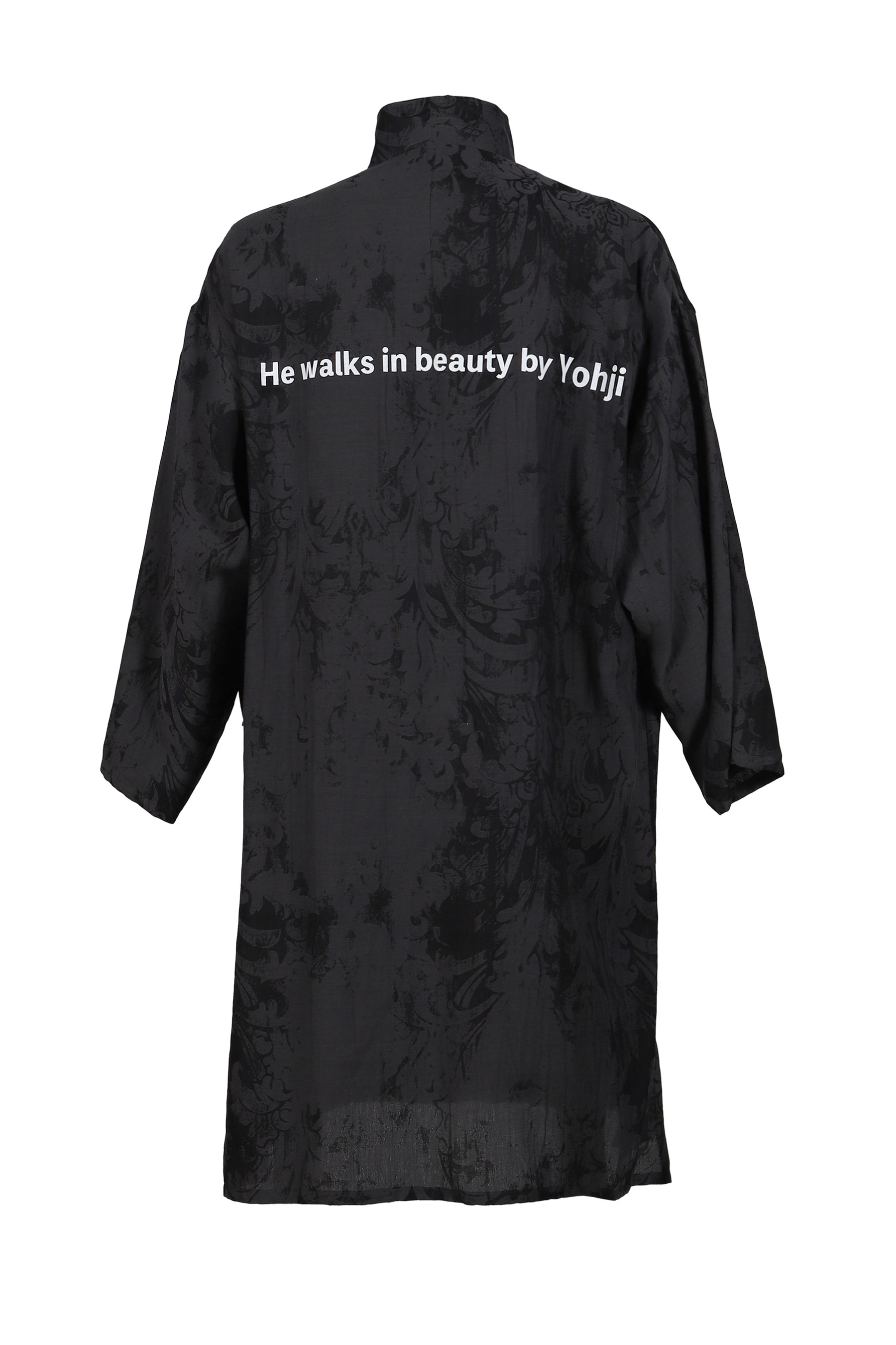 JACQUARD MESSAGE PRINT STAND COLLAR JACKET / BLK