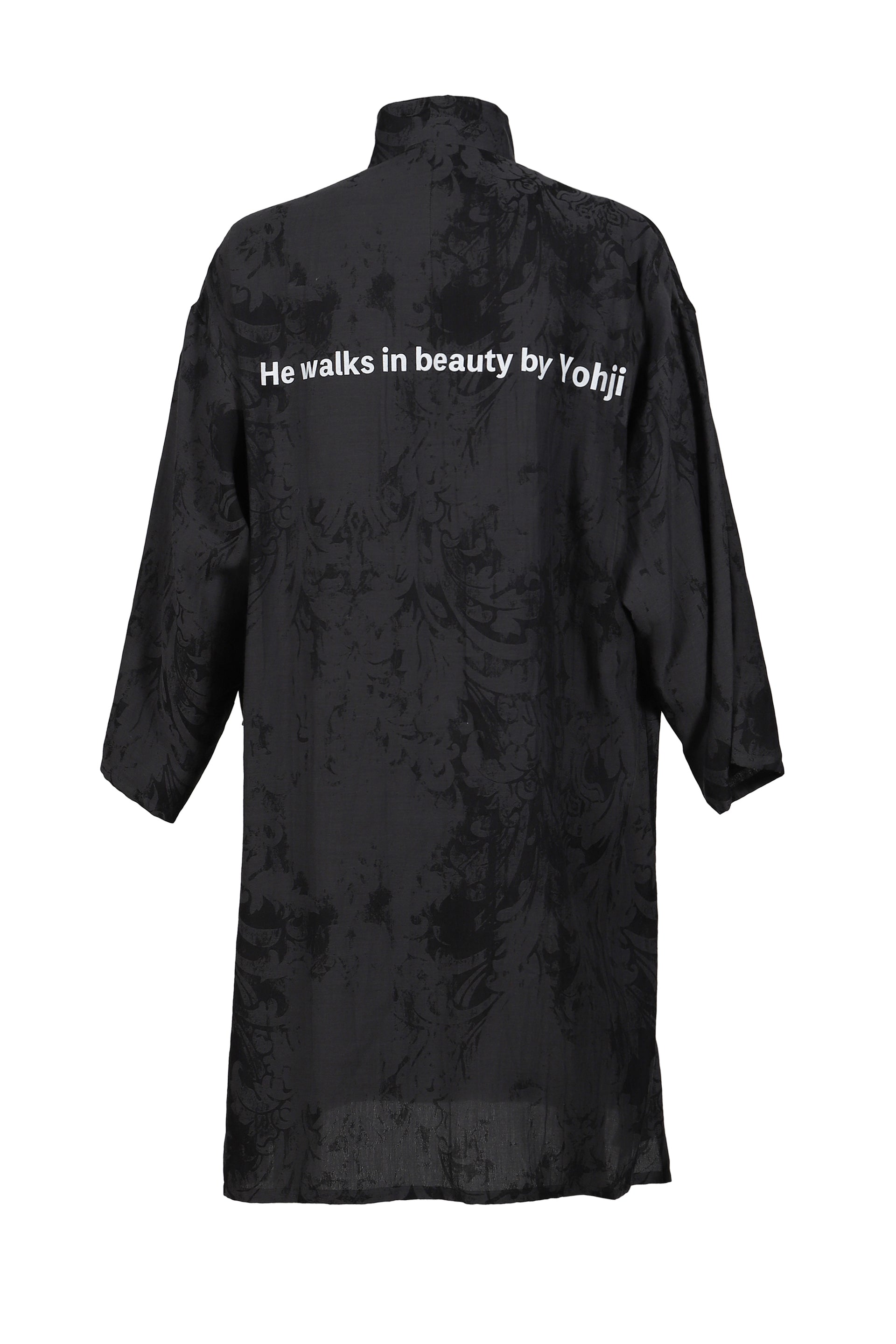 JACQUARD MESSAGE PRINT STAND COLLAR JACKET / BLK