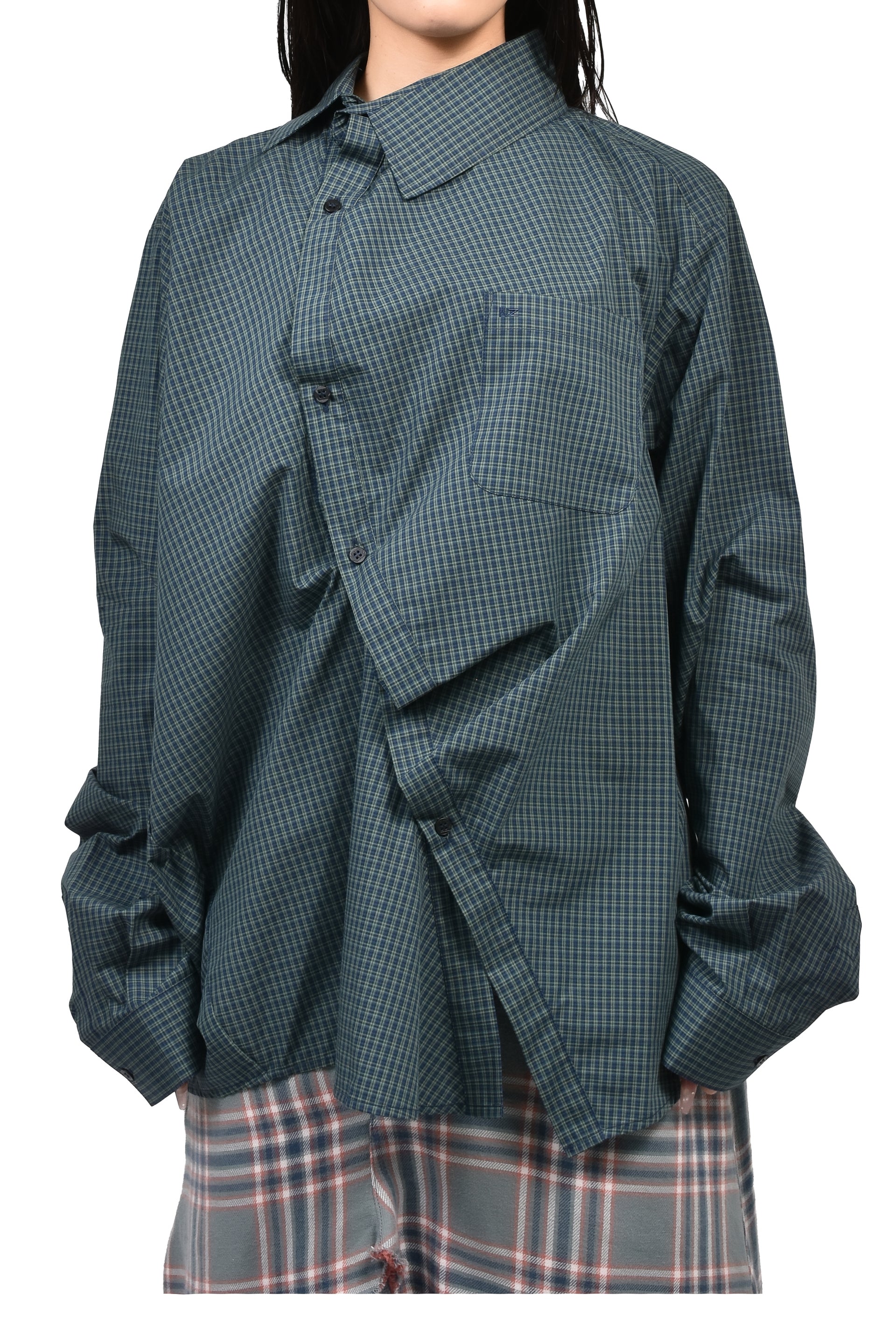 TWISTED CHECK SHIRT / GRN CHECKED