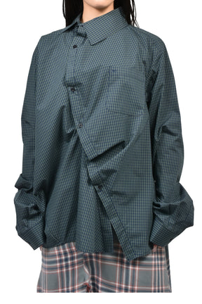 TWISTED CHECK SHIRT / GRN CHECKED