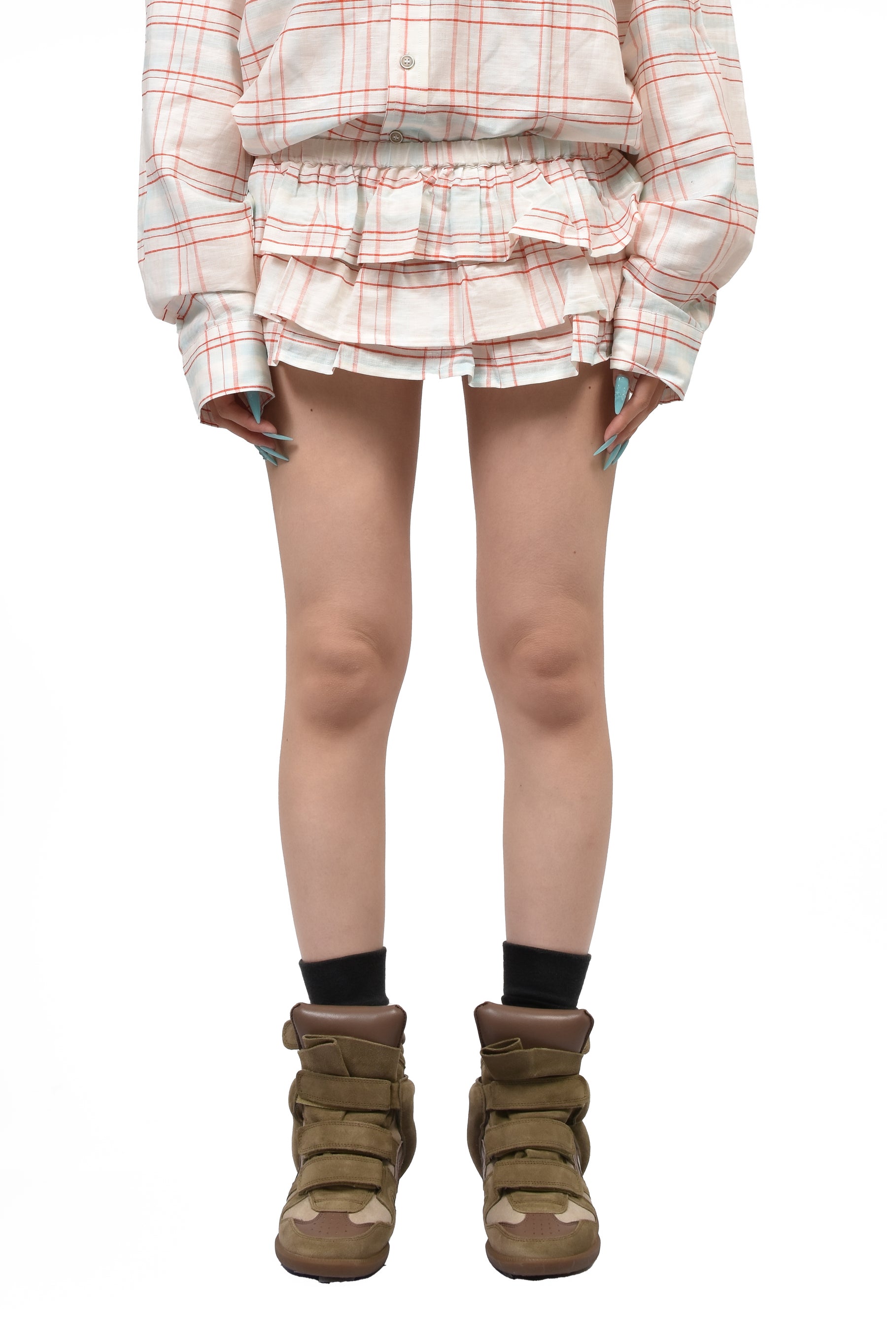 JARDIN CHECKS SHORTS / WHT
