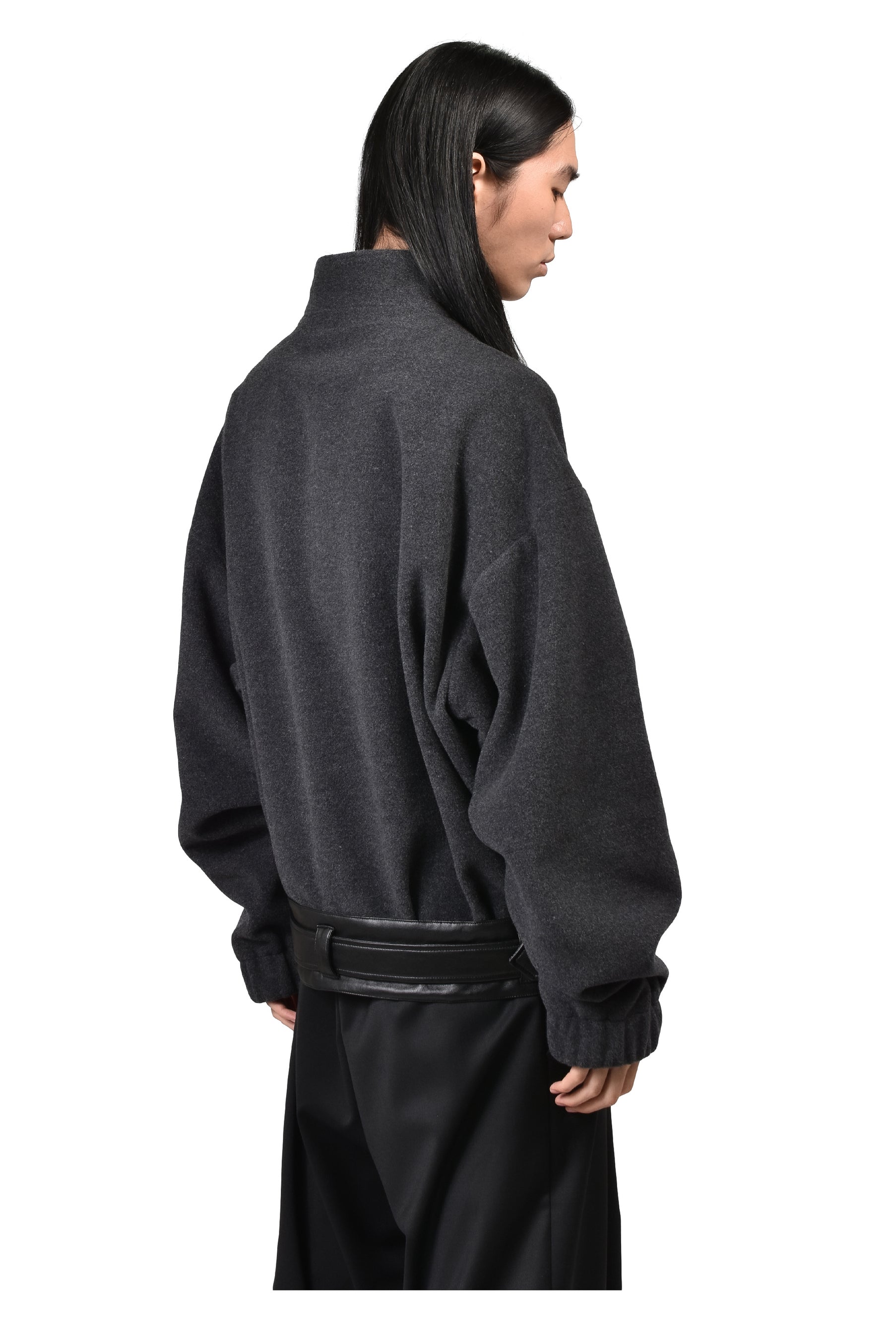 ALLIANCE BELTED WOOL JACKET / D. GRY