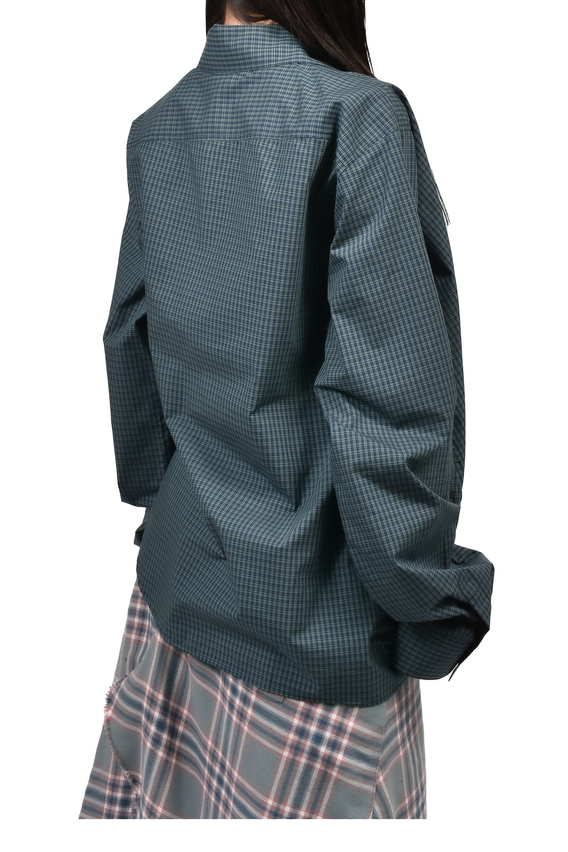 TWISTED CHECK SHIRT / GRN CHECKED