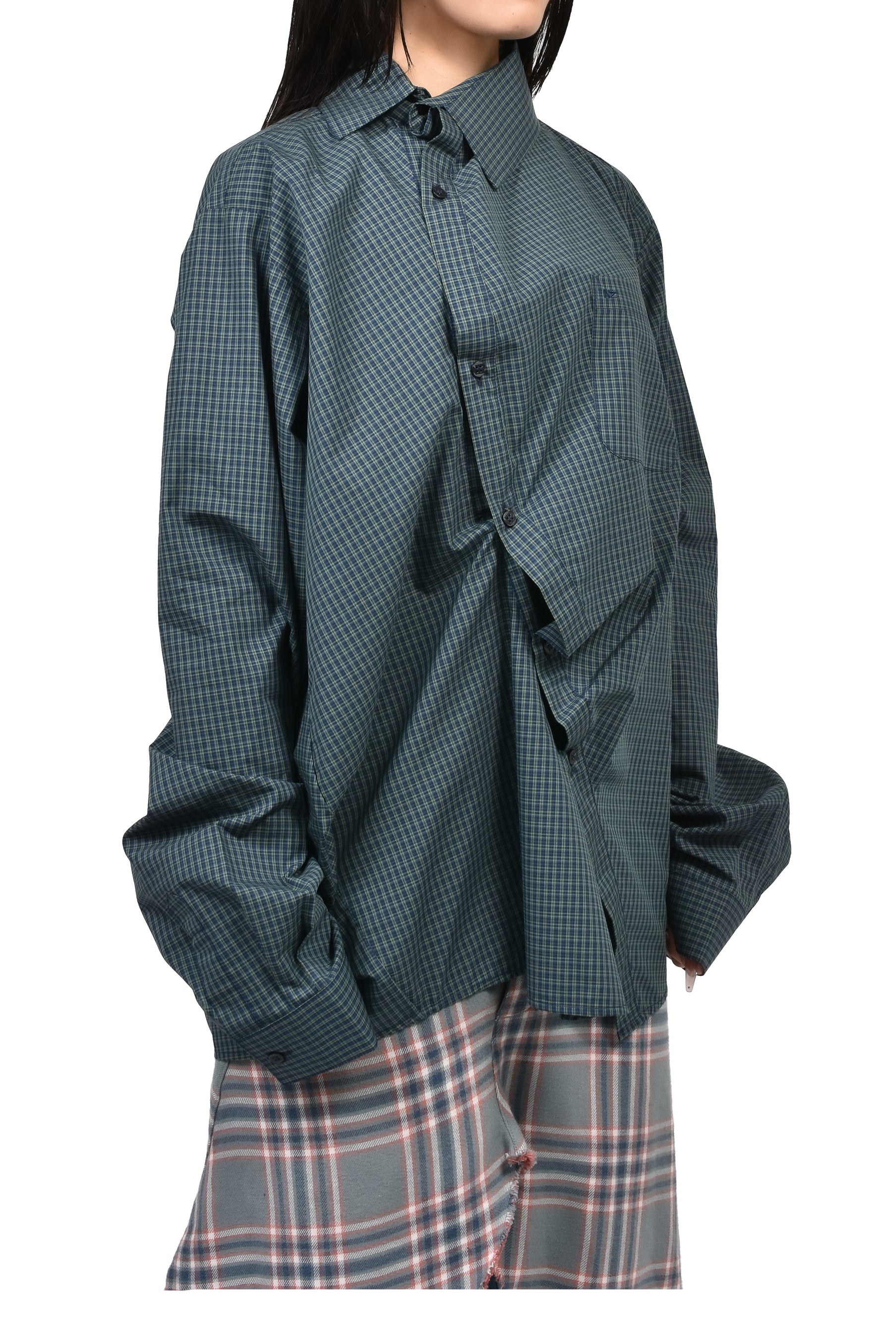 TWISTED CHECK SHIRT / GRN CHECKED