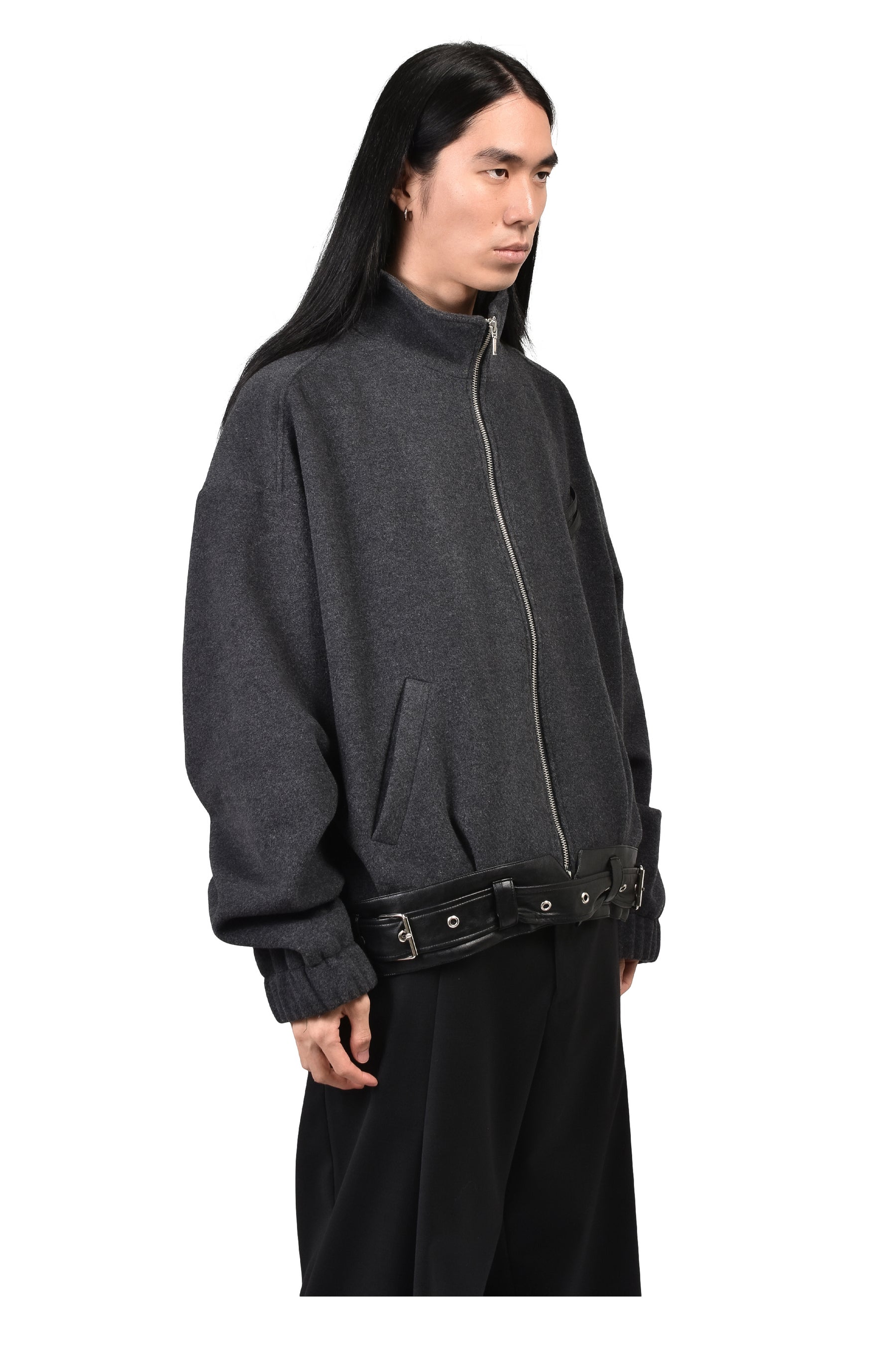ALLIANCE BELTED WOOL JACKET / D. GRY