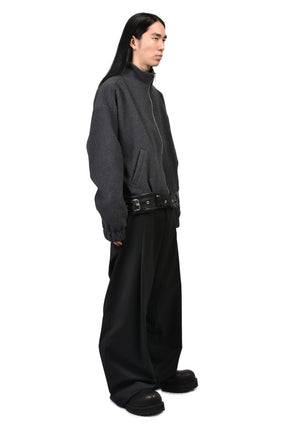 ALLIANCE BELTED WOOL JACKET / D. GRY