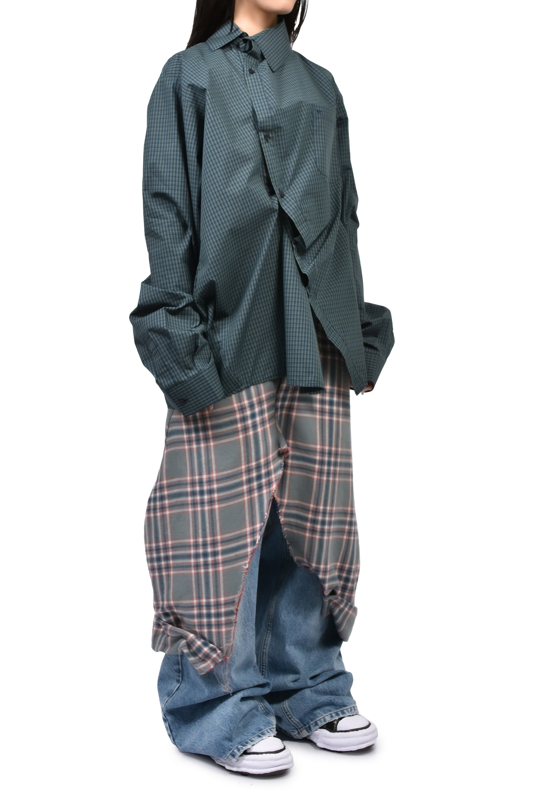 TWISTED CHECK SHIRT / GRN CHECKED
