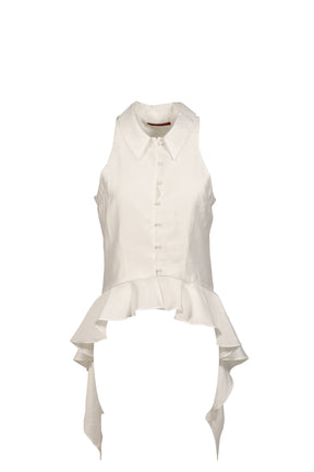 HALTER RUFFLE SHIRT / WHT