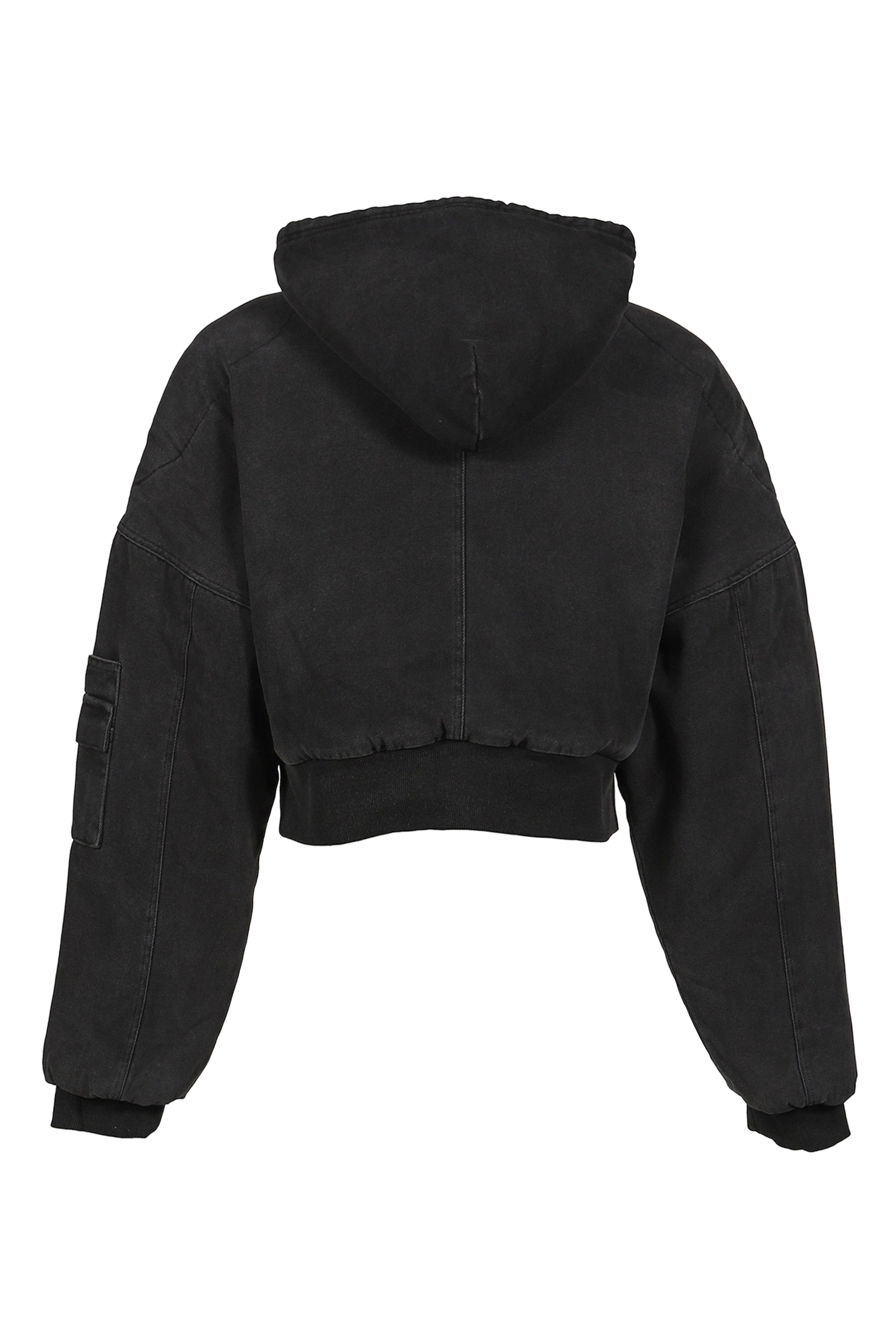 BERLIN CROPPED BOMBER JACKET / WASHED BLK