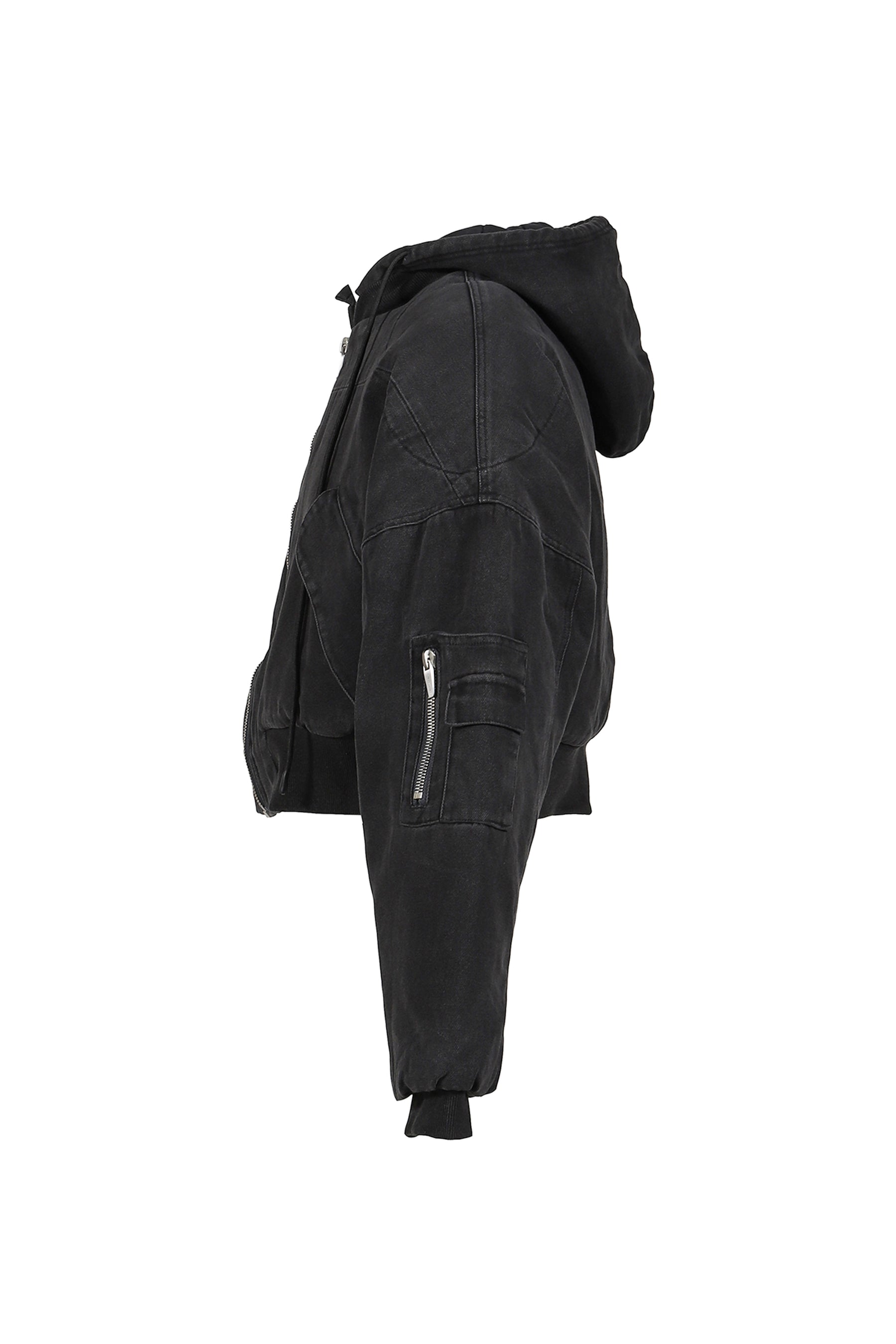 BERLIN CROPPED BOMBER JACKET / WASHED BLK 