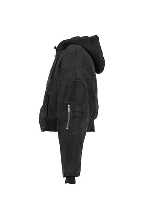 BERLIN CROPPED BOMBER JACKET / WASHED BLK 