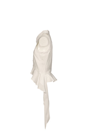 HALTER RUFFLE SHIRT / WHT