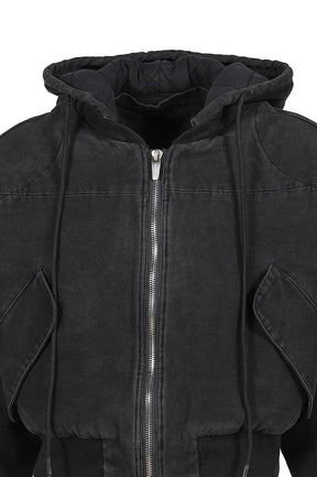 BERLIN CROPPED BOMBER JACKET / WASHED BLK 