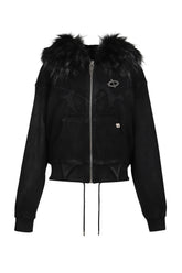 FUR HOODIE / BLK